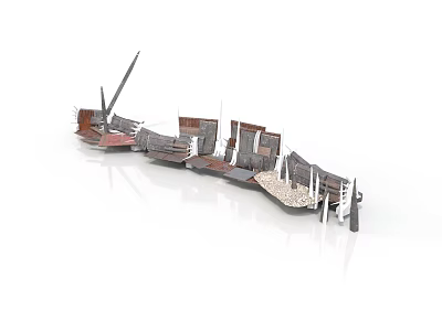 Detailed Assembled Model Structure With Wooden Platforms And Metal Brackets 3d model