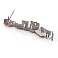 Detailed Assembled Model Structure With Wooden Platforms And Metal Brackets