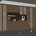 Wine Cabinet Semi-Open Display Cabinet Sideboard Metal Solid Wood 3d model