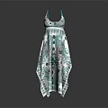Fashionable Women's White And Teal Patterned Dress With Spaghetti Straps And Asymmetrical Hem