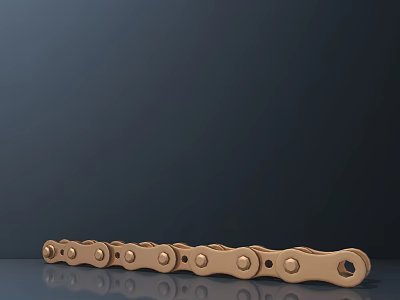 Shiny Golden Chain Weapon With Multiple Links On Dark Background 3d model
