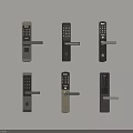 Various Smart Door Locks With Electronic Keypads And Different Handle Styles 3d model