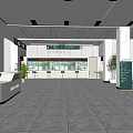 Spacious Modern Hospital Lobby With Service Desk Seats And Display Screen