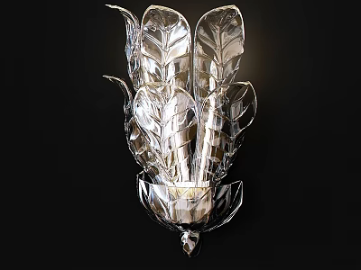 Elegant Transparent Leaf Shaped Wall Lamp With Crystal Details For Interior Decor 3d model