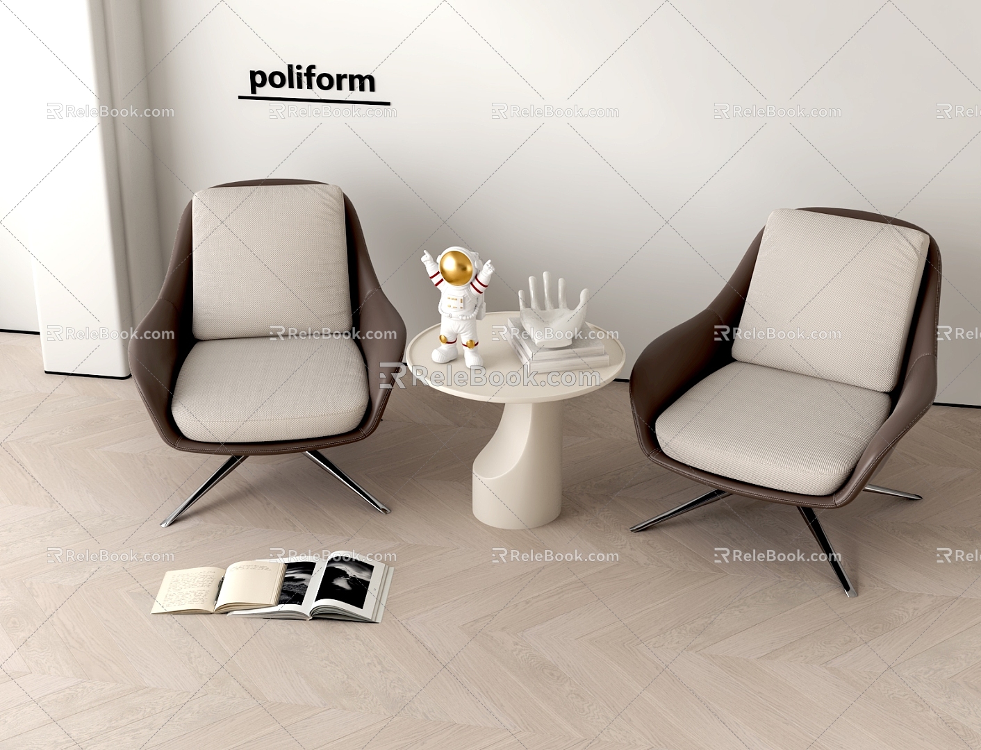 Modern leisure table and chair combination 3d model