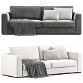 Modern Two Seater Sofa With Pillows Throw Blanket And Color Options 3d model