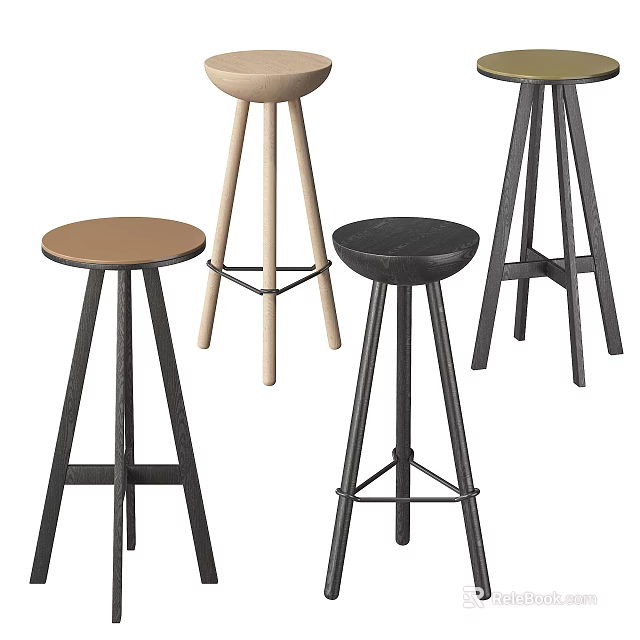 Stylish Bar Stools With Multiple Colors And Modern Leg Designs For Kitchen 3d model 