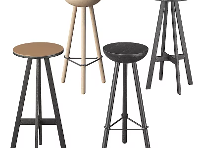 Stylish Bar Stools With Multiple Colors And Modern Leg Designs For Kitchen 3d model