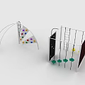 Outdoor Playground Equipment With Spiral Slide Grid Climbing Net And Colorful Circular Panels