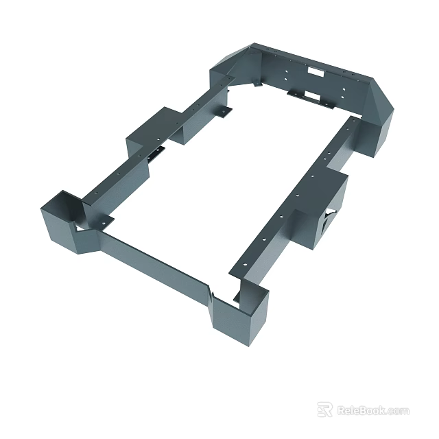 Gray Metal Mechanical Frame Structure With Support Brackets And Mounting Holes 3d model 