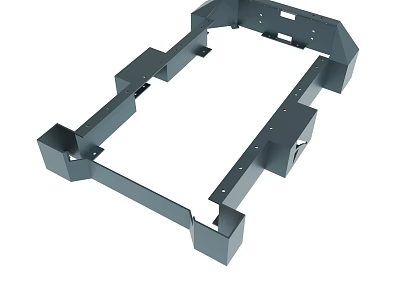 Gray Metal Mechanical Frame Structure With Support Brackets And Mounting Holes 3d model