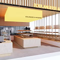 Boulangerie Patisserie Interior Design With Display Shelves Cashier Counter And Pastry Cases