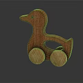 Wooden Duck Push Toy With Round Wheels For Children Play