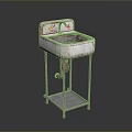 Vintage Rusted Sink With Metal Stand And Retro Design Features