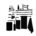 Essential Bathroom Accessories Including Soap Dispensers Toothbrush Holders Towel Racks Towels And Toilet Brushes