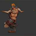Game And Movie Character Orange Skinned Muscular With Spiked Hair Metal Armor Chain Around Waist