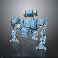 Blue Mechanical Robot 3D Model With Detailed Limbs And Components