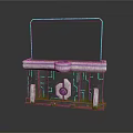 Futuristic Tech Console With Black Screen Cyan Border Central Button And Circuit Lines