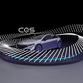 CQS Modern Car Showcased On Circular Light Ring Display Platform 3d model