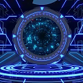 Futuristic Activity Passage Design With Blue Neon Lights And Circular Structure 3d model