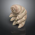 3D Rendered Tardigrade With Segmented Body Small Claws Light Brown On Dark Reflective Surface