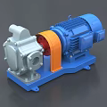 Industrial Pump With Blue Motor Silver Pump Body Orange Coupling And Stable Base 3d model