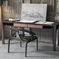 New Chinese Style Desk and Chair Desk and Chair Combination 3d model