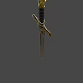 Decorative Mythical Sword With Golden Crossguard Blue Gemstone And Shiny Silver Blade