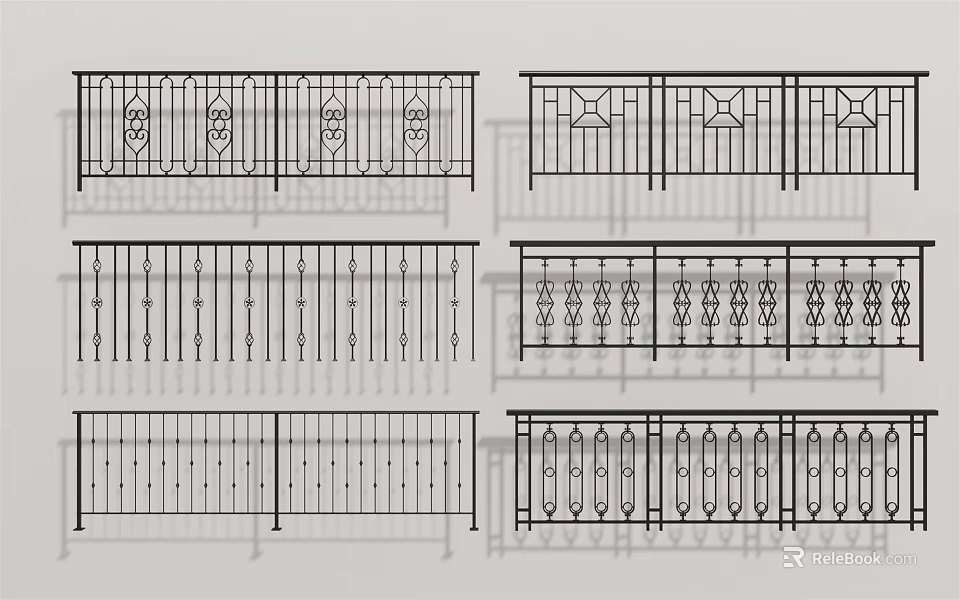 Ornate Metal Fence Designs Featuring Decorative Patterns And Architectural Details 3d model 