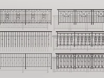 Ornate Metal Fence Designs Featuring Decorative Patterns And Architectural Details 3d model