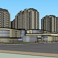 Modern Commercial Street Featuring High Rise Buildings And Shopping Complex