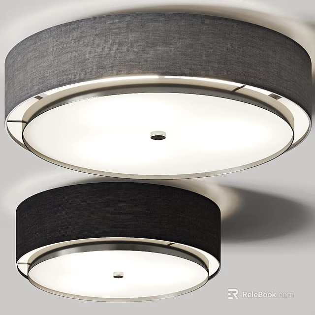 Modern Round Ceiling Light with Dark Fabric Shade Metal Frame and Bright Lighting Design 3d model 
