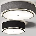 Modern Round Ceiling Light with Dark Fabric Shade Metal Frame and Bright Lighting Design