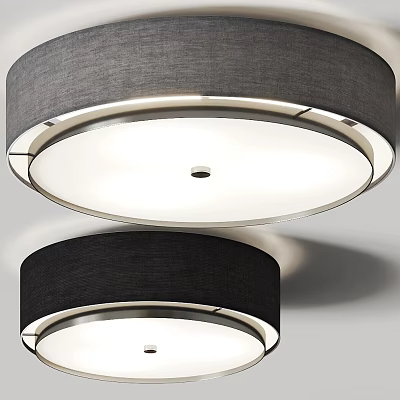 Modern Round Ceiling Light with Dark Fabric Shade Metal Frame and Bright Lighting Design 3d model