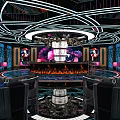 Modern Luxury KTV Interior With Neon Lights Stage Comfortable Seats And Colorful Lighting Effects
