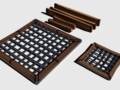 Square Stone And Wood Grid Panels For Decorative Furniture And Wall Use 3d model