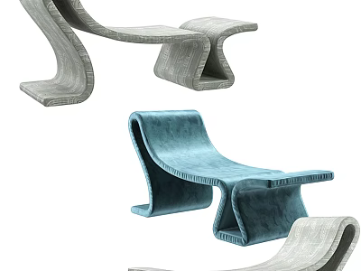 Sleek Modern Lounge Chair Designs In Blue And Gray Velvet For Interior Decor 3d model
