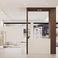 Modern Clothing Store Interior With Fashion Model Poster Wooden Column And Display Counter