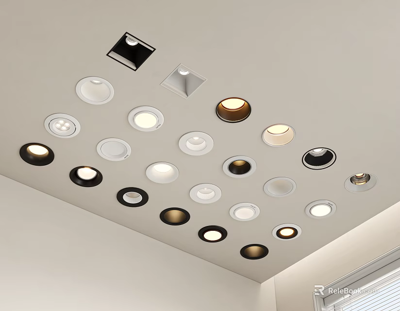 Ceiling Mounted Recessed Downlights And Spotlights With Various Styles For Interior Lighting 3d model
