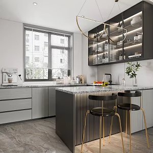 Light Luxury Kitchen Open Kitchen 3d model