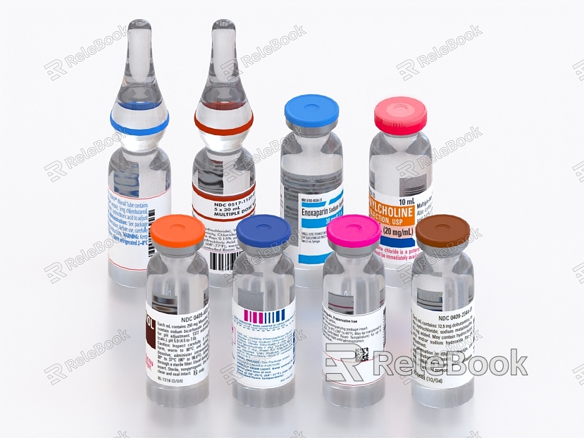 Pharmaceutical vials Vaccines Penicillin Hormone Glass vials Epinephrine model