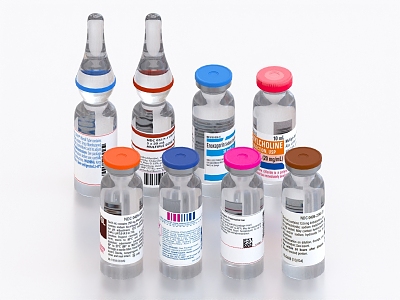 Pharmaceutical vials Vaccines Penicillin Hormone Glass vials Epinephrine model