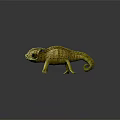 Yellow Chameleon Figure With Red Black Spots Woven Texture And Reflection On Dark Background