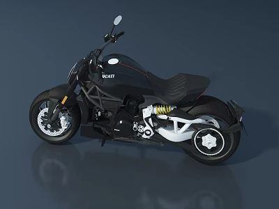 Black Modern Motorcycle With Sleek Design Black Seat White Engine Details And Stylish Wheels 3d model
