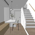 Modern Minimalist Apartment Interior with Wooden Bench Window Blinds Round Side Table and Chair