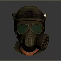 Safety Helmet With Gas Mask And Green Goggles For Protective Wear