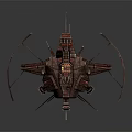 Sci Fi Spaceship Model With Detailed Metallic Structure And Large Ring Components 3d model