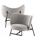 Modern Gray Upholstered Leisure Chairs With Black Metal Legs For Living Space
