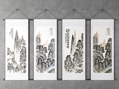 Chinese Landscape Painting Chinese Painting Landscape Decoration Hanging Painting 3d model