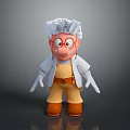 Elderly Man with White Hair Wearing Glasses White Coat Yellow Pants and Brown Boots